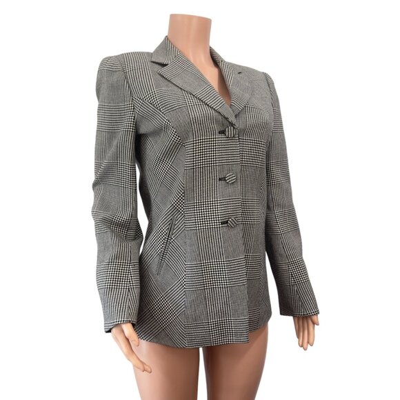 Carlisle Women's Houndstooth Blazer Jacket Size 6 100% Wool & Silk Made In Hong - Picture 10 of 12